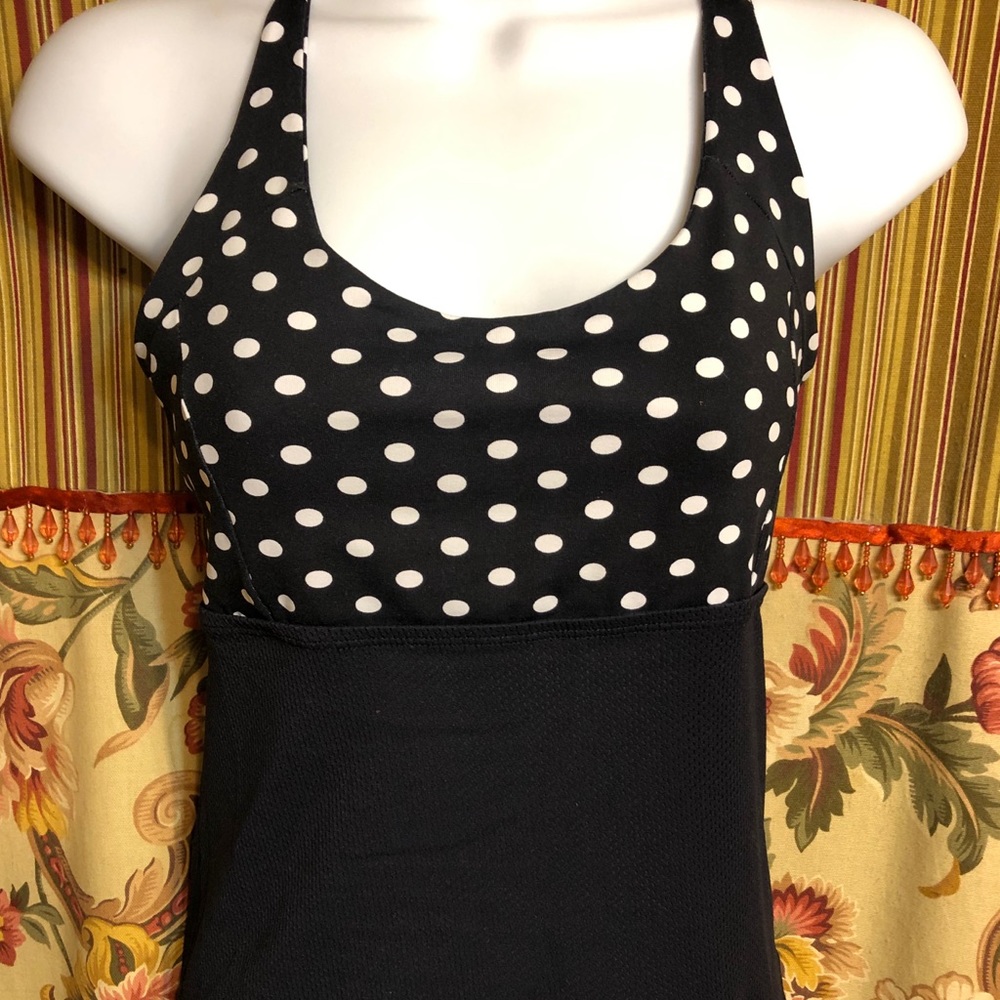 Black with White Polka Dot Workout Tank